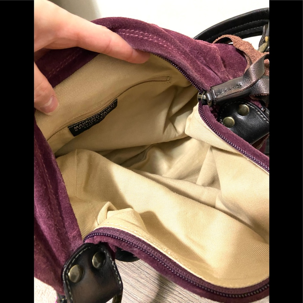 Maurizio Taiuti Italian Leather Shoulder Bag Wine Plum Color - Picture 9 of 14